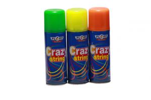 China Silly String Crazy String Party Spray Fluorescent Colors Resin Material Tinplace Can on sale