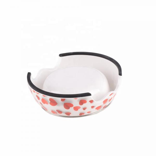 Customized Pattern Pet Food Feeder Melamine / Stainless Steel Material