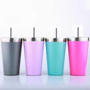 China 20 oz Custom private label stainless steel double wall bubble tea reusable cup with straw on sale