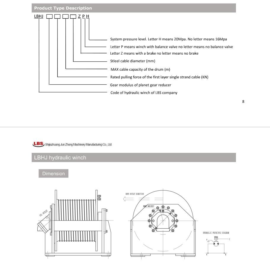 2T Hydraulic Crane Winch With 120m Wire Rope Capacity And Groove