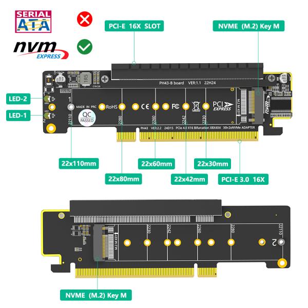 Dual NVMe PCIe 4.0 Adapter for M.2 SSD, 18x9cm, 1 Year Warranty