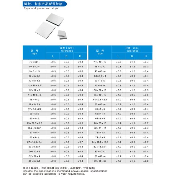 High Bending Strength Tungsten Carbide Flat Plate for Cold Pressing YG20C
