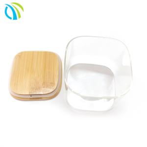 Quality 16oz 200ml Glass Food Storage Jars Round 11.8&quot; Bamboo Lid Containers for sale