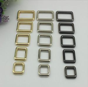 China Supply all kinds of size zinc alloy light gold square ring buckle for handbag on sale