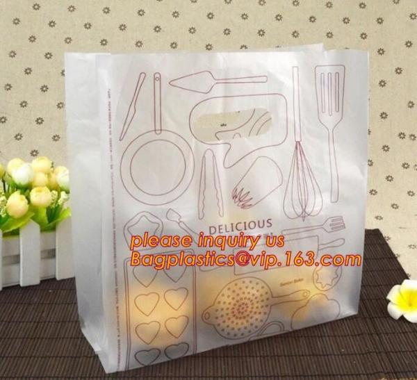 Custom logo HDPE / LDPE patch handle die cut plastic shopping bag for carrying bread,Die Cut Handle Shopping Bag bagease