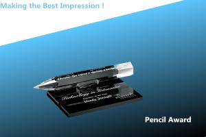 Quality crystal pencil award/acrylic pencil paperweight/crystal nameplate/office decorations for sale