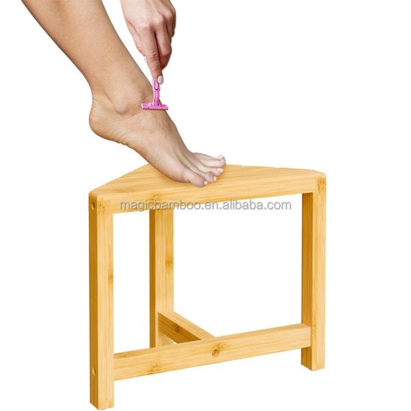 Small Bamboo Shower Step Stool for Corner Shaving Legs Customized Designs CE Certificate