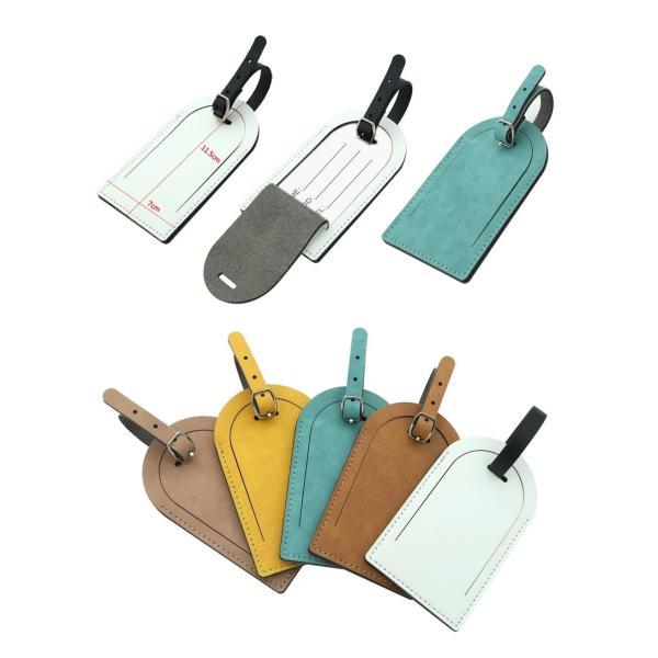 Custom Blank Sublimation Luggage Labels Travel Name Tag Double Sided Printing PU Leather Sublimation Luggage Tags