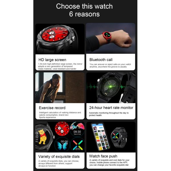 1.54 Inch Sleep Monotoring Smart Watch Music Control Weather Push For Women Sporting