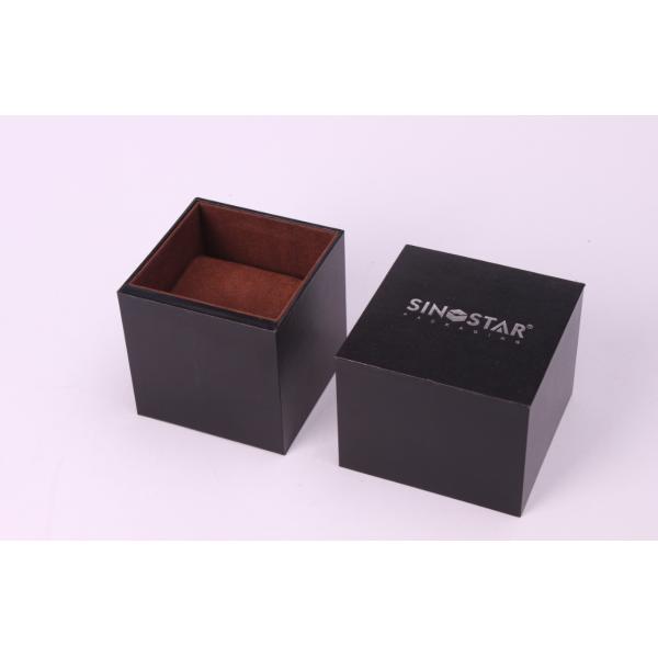 Black MDF Gift Single Watch Box Packaging Screen Printing Recyclable With Pillow