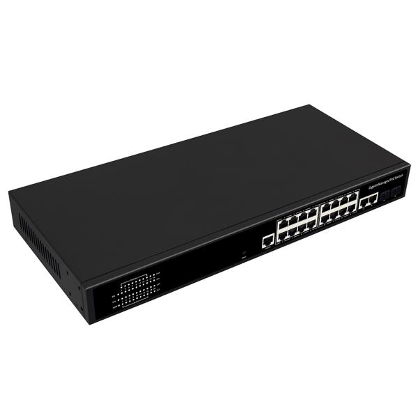 16-Port Gigabit Managed PoE Switch With 300W Power 2 SFP/RJ45 Combo Uplink AC Input