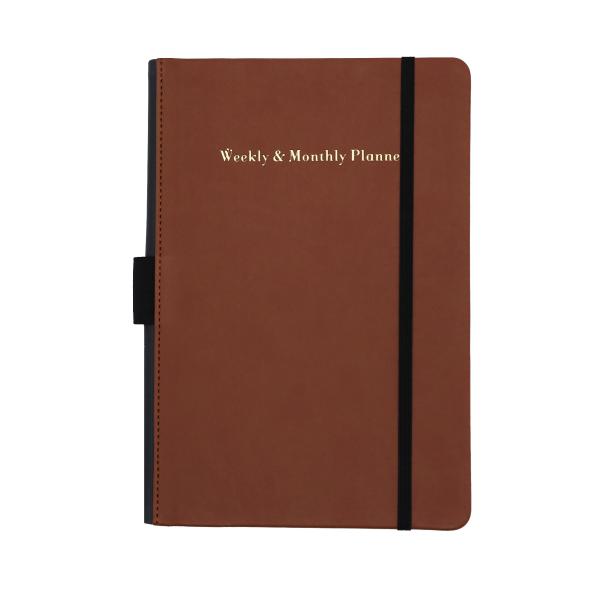Pocket 88 Pages Weekly Monthly Planner , Custom Calendar Planner Brown Color