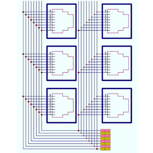 Black RJ45 Female Jack 8P8C 6 Port Hub to 8 Pin Screw Terminal Block Adapter for Servo Application