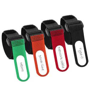 Writable Hook And Loop Cable Management Plastic Hook 70% Polyester Reusable