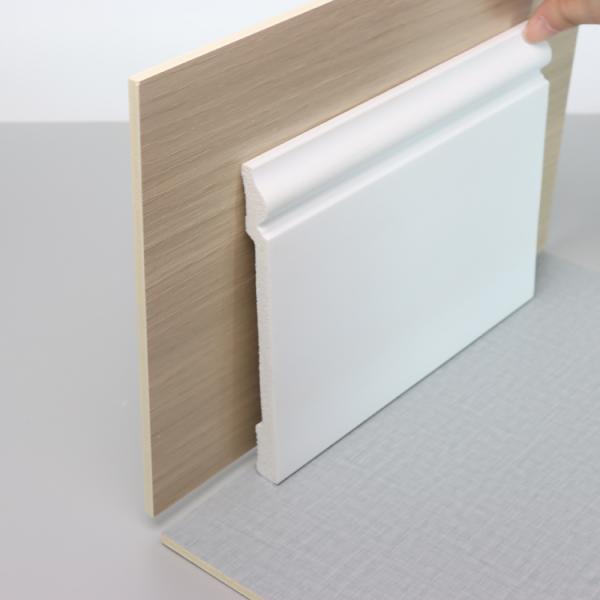 White Decorative Skirting Tile Baseboard Primed Moulding With Led Light