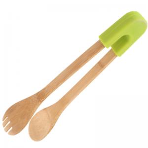 China Vegetable 20cm 25cm Wooden Cooking Utensils Bamboo Baking Bread Pastry Serving Tongs on sale