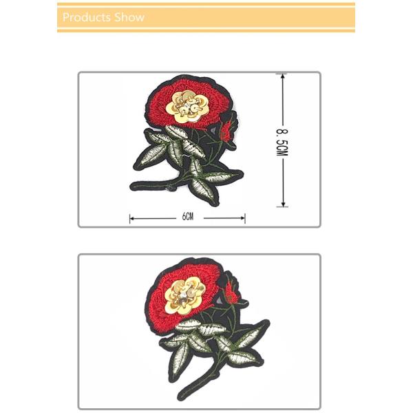 Rose Flower Embroidery Patch Applique Fabric Iorn On Clothes Dress T-Shirt Decorate Accessory Diy Patchwork Stick#C10001