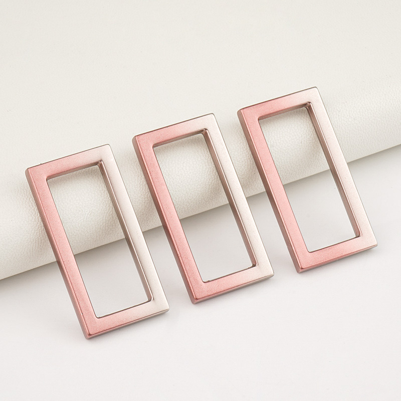 Nickel-free Metal Rectangle Ring Pink Silver Gradient Color Bag Buckle for 32mm Strap