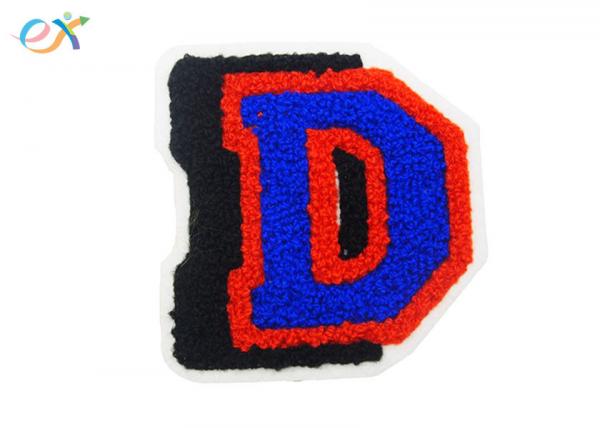 Buy D Letters Caps Chenille Custom Iron On Patches For Hoodies Clothing at wholesale prices