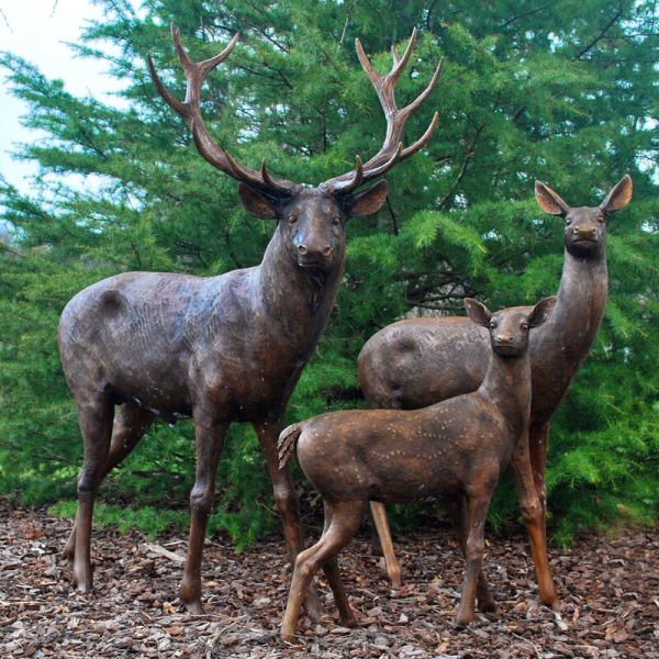 Europe Regional Feature Bronze Sika Deer Sculpture for Custom Metal Animal Statues