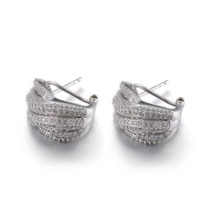 Quality Strip Semi Circle Stud Earrings 6.44g 8mm Cubic Zirconia Stud Earrings for sale