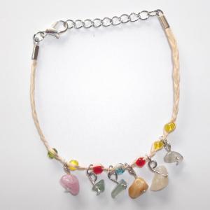 Quality Multicolor Semi-gemstone Charms Bracelet Waxed Cotton Cord Adjustable 7.8, Natural Stones string bracelets wholesale for sale