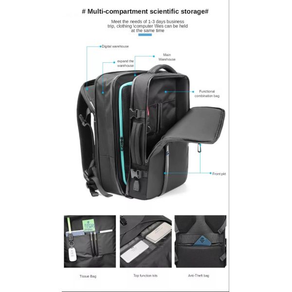 Zipper Closure 15.6 Inch Laptop Multi Functional Backpacks 1.23kg