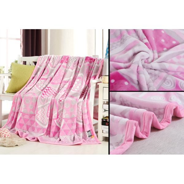 Comfortable Polyester Solid Flannel Blanket 3D Printed Super Soft For Bed 220*240
