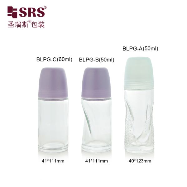 BLPG-A 50ml Luxury Wholesale Transparent Radian Glass Roller Ball Bottle For Antiperspirant
