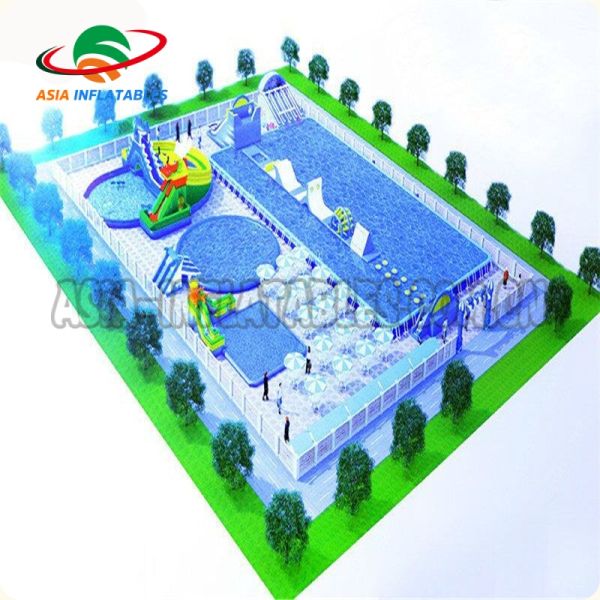 Earth - Friendly Combined Inflatable Amusement Park With Slide And Water Pool
