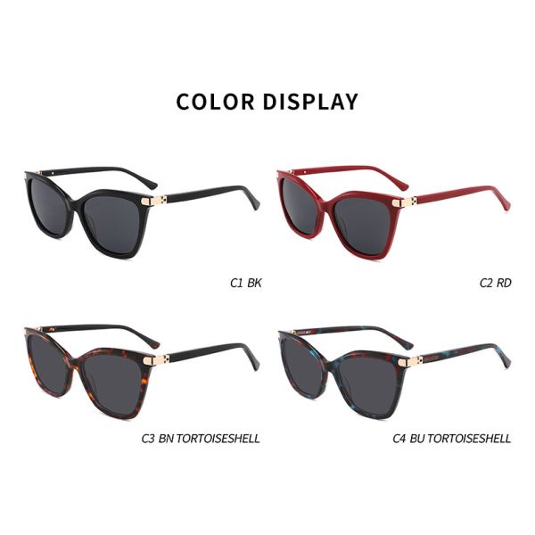 Cat'S Eye Shape Acetate Frame Sunglasses With 180 Degree Flexible Hinge Glasses