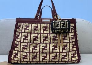 Quality High Capicity 42cm Tote Shopper Bag , Handmade Straw Woven Tote Bag for sale