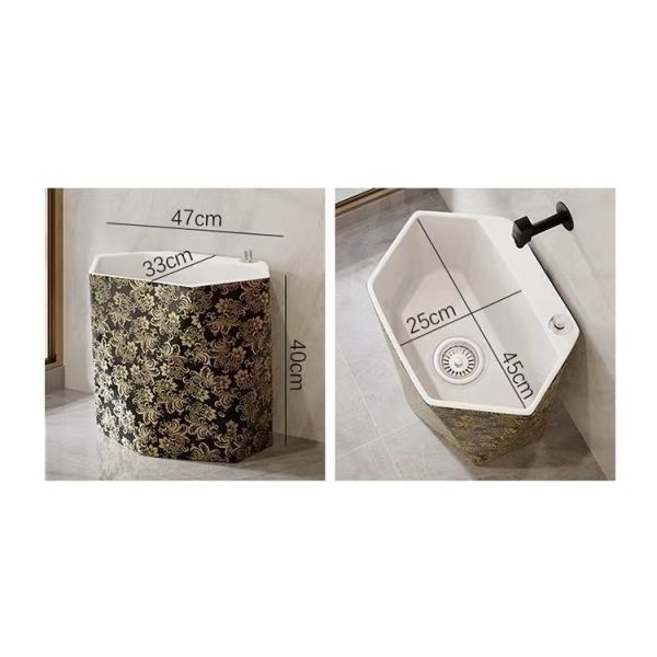 Household Rectangular Ceramic Mop Sink Small Countertop Mounted Type