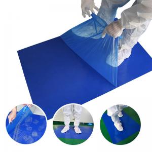 Quality 30 Layers Temporary Floor Protection Sheets Blue Industrial LDPE Adhesive Disposable Cleanroom Sticky Floor Mats for sale