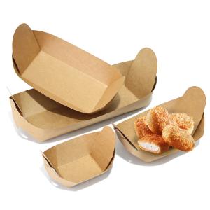 Quality Food Grade Greaseproof Snack Packaging Disposable Paper Tray Eco Friendly Brown Food 7oz Kraft Paper Bowls for sale