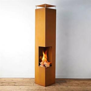 China Garden Warming Rustic Wood Burning Outdoor Fireplace Corten Metal Chiminea on sale