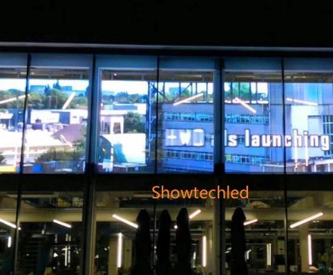 SMD2727 10.41mm Transparent LED Display Screen Semi Outdoor LED Mesh Curtain Screen