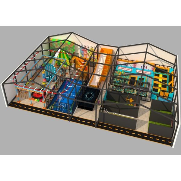 Large Theme Indoor Trampoline Park Playground With Climbing Wall