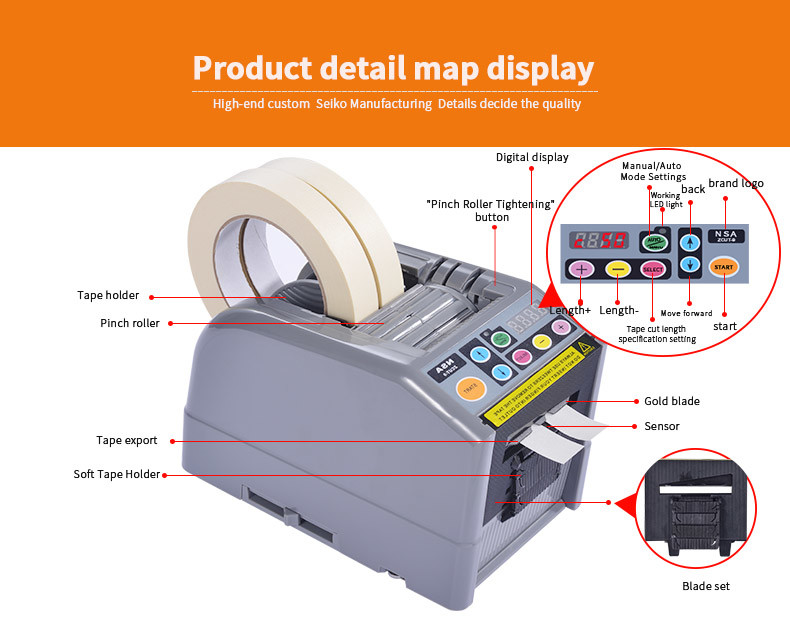 NSA Small Automatic Tape Cutting Machine 1.67kg With Optical Sensor