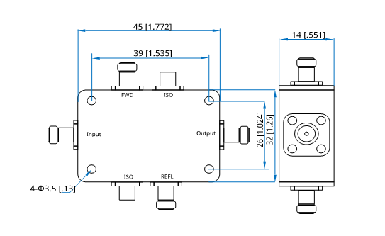 6000-18000MHz 40dB 6-18GHz 70W Stripline Directional Coupler