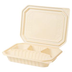 4 Compartments Biodegradable Container Clamshell Hinge Biodegradable Meal Box