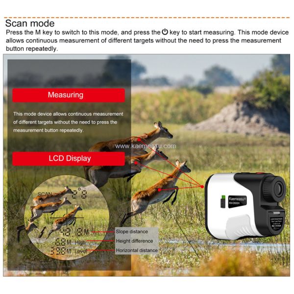kaemeasu Laser Rangefinder Golfing Hunting Shooting Handheld Range Finder USB Charge Distance Meter D450