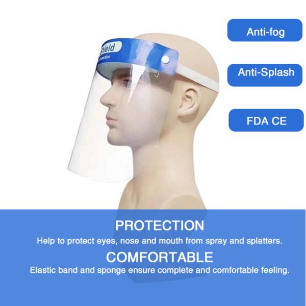 Plastic Disposable Face Shield Anti Fog And Splash High Light Transmittance