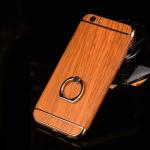 Hard PC Retro Wood Triple Plating Border Ring Buckle Bracket Cover Cell Phone