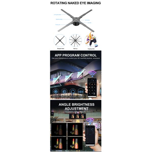 62cm Wifi 3D Desktop Fan Screen Hologram Advertising Machine with Desktop LED Display