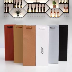 China 157gsm Insulated Washable Brown Paper Wine Bags Die Cut Handle on sale