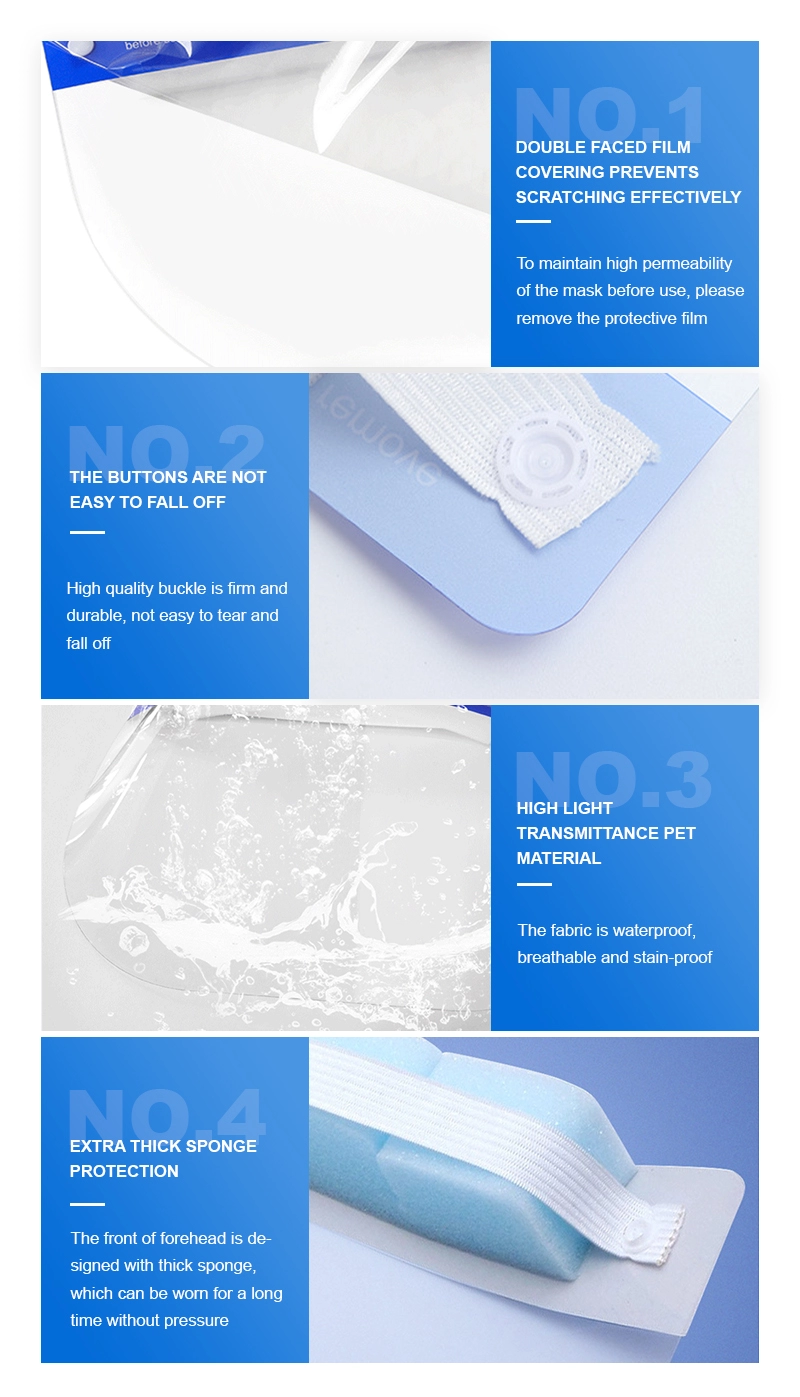 Eco Friendly Adjustable Clear Plastic Full Face Shield