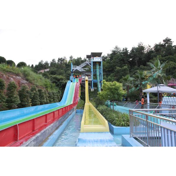Classic Multi Slides Fiberglass Water Slides At Water Parks in Red Yellow Blue