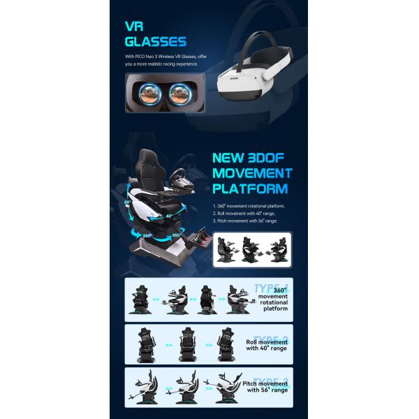 3 Axis VR Racing Simulator Dynamic Platform Immersive Driving Car 1.0kW