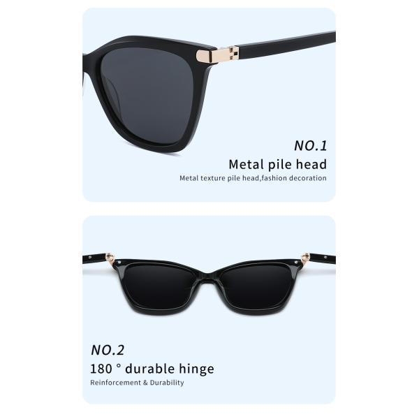 Cat'S Eye Shape Acetate Frame Sunglasses With 180 Degree Flexible Hinge Glasses
